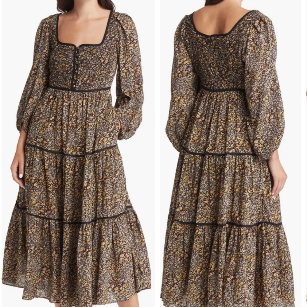 Madewell Cottage Garden Long Sleeve Embroidered Midi Dress